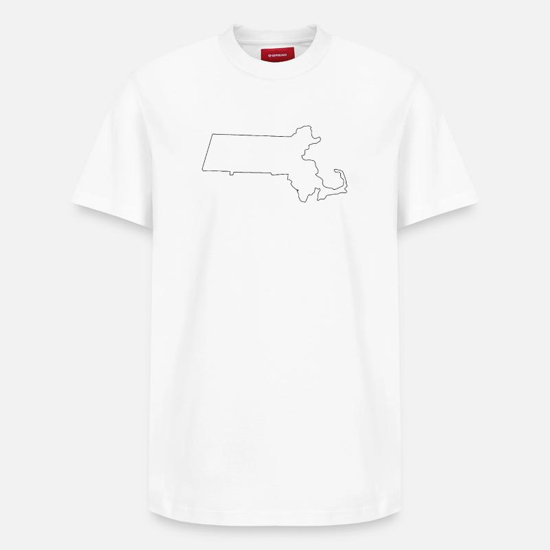Carte panoramique du Massachusetts - T-shirt unisexe décontracté en coton Supima – de SPREAD - blanc