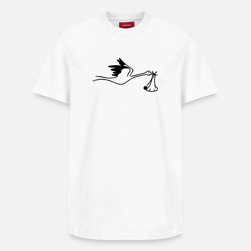 Cigogne avec bébé - T-shirt unisexe décontracté en coton Supima – de SPREAD - blanc