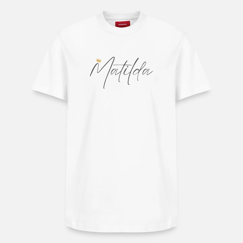 Chemise Princesse Matilda – Nom avec lettre M - T-shirt unisexe décontracté en coton Supima – de SPREAD - blanc