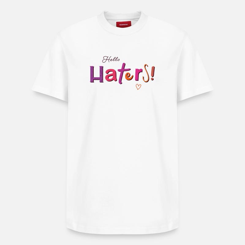 Hello Haters! Cooler Spruch - Relaxed Unisex Supima Cotton T-Shirt – von SPREAD - Weiß