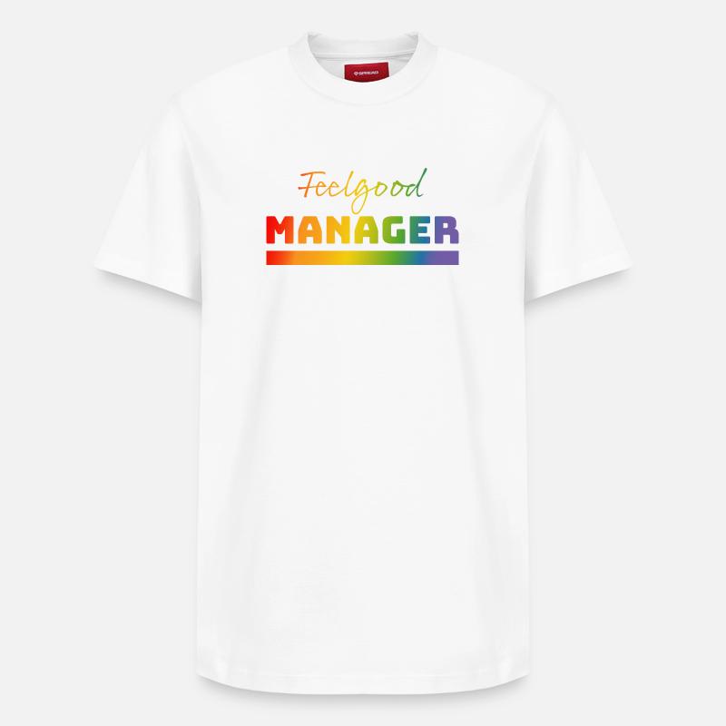 Tshirt Feelgood Manager arc-en-ciel - T-shirt unisexe décontracté en coton Supima – de SPREAD - blanc