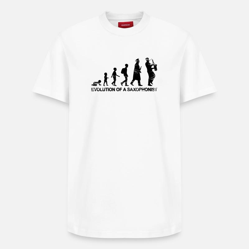 Entwicklung eines Saxophonisten - Relaxed Unisex Supima Cotton T-Shirt – von SPREAD - Weiß