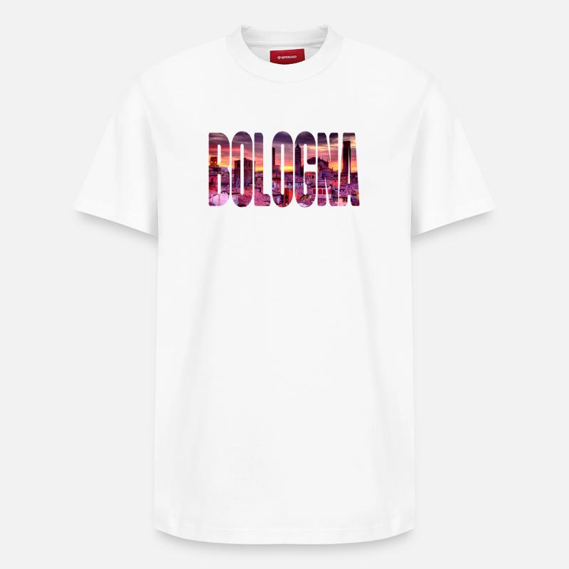 Coucher de soleil à Bologne - T-shirt unisexe décontracté en coton Supima – de SPREAD - blanc