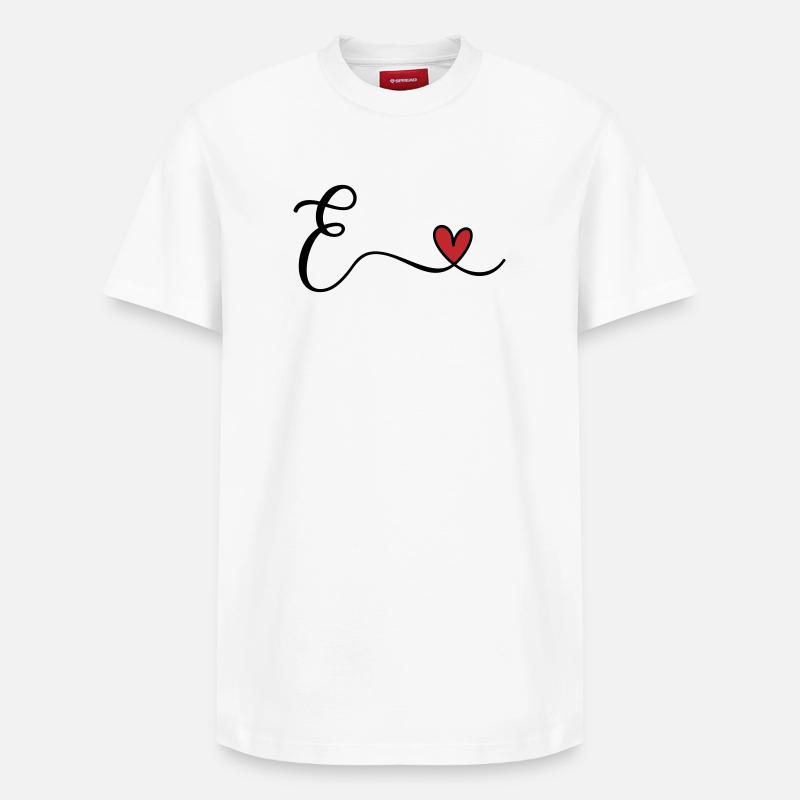 Buchstabe E Monogramm - Relaxed Unisex Supima Cotton T-Shirt – von SPREAD - Weiß