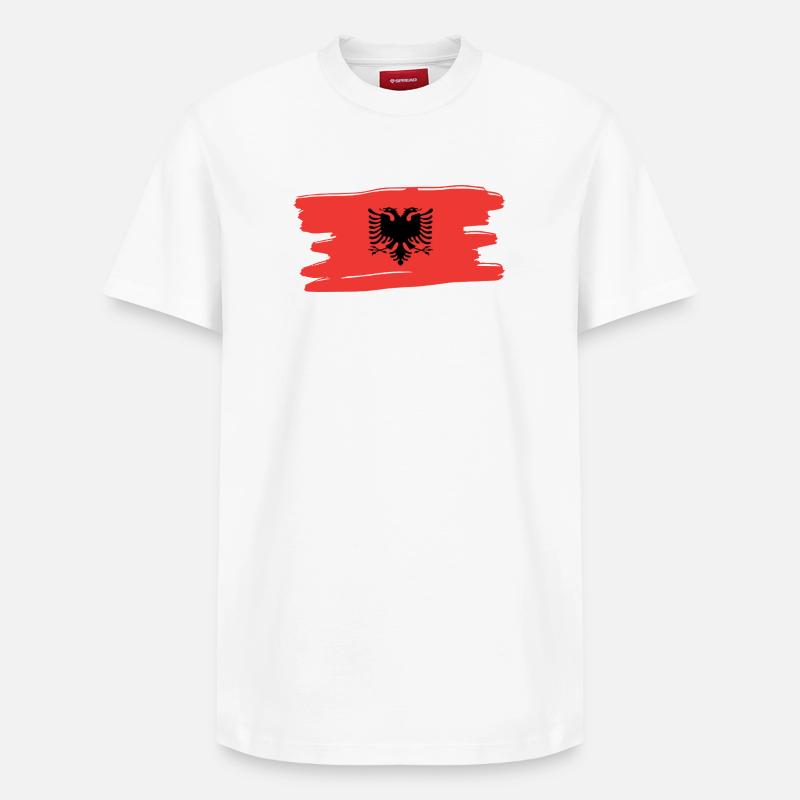 Albanais drapeau albanais, drapeau - T-shirt unisexe décontracté en coton Supima – de SPREAD - blanc
