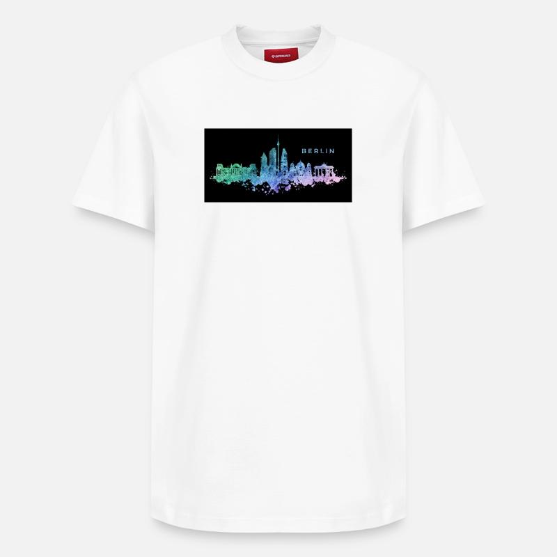 Skyline de Berlin - T-shirt unisexe décontracté en coton Supima – de SPREAD - blanc