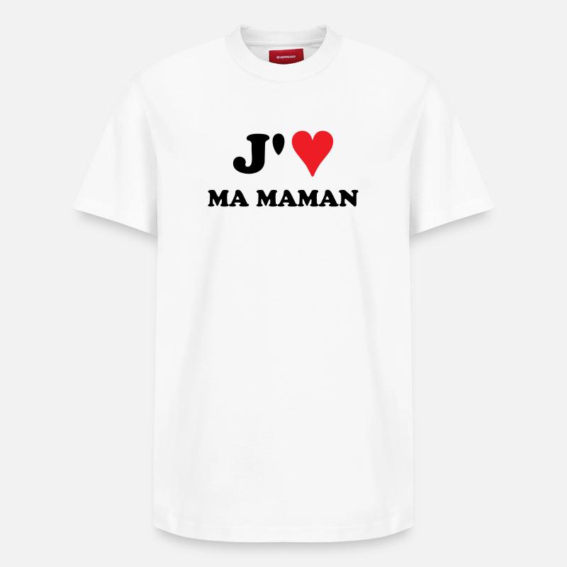 J'aime ma maman - T-shirt unisexe décontracté en coton Supima – de SPREAD - blanc