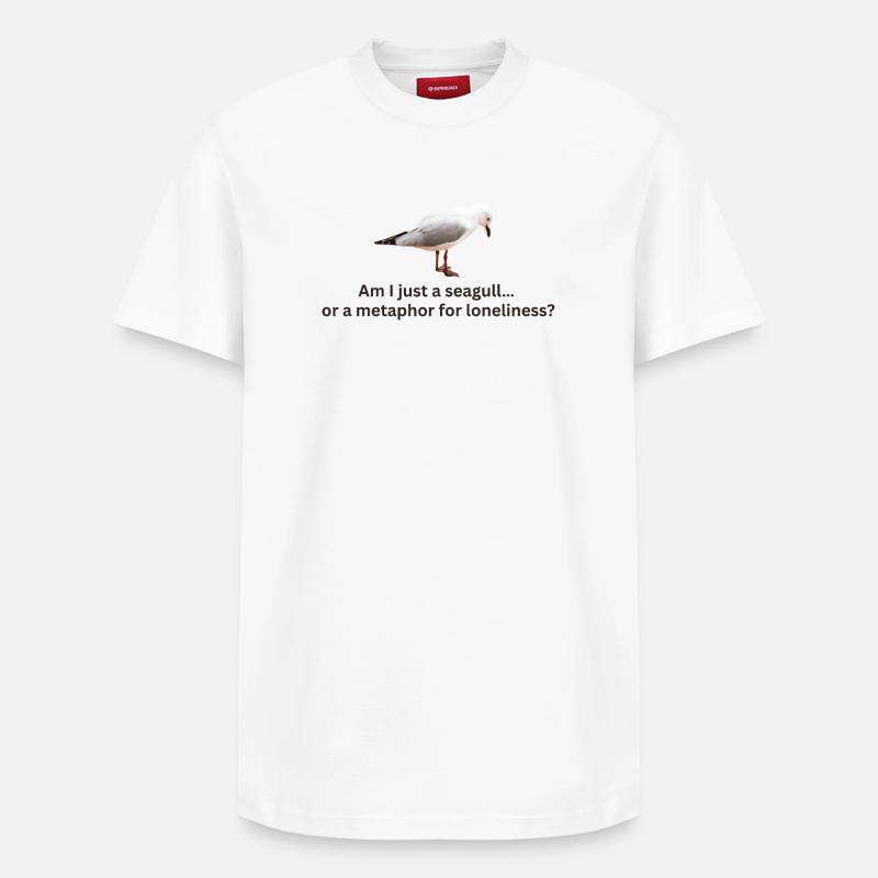 Möwe Einsamkeit Reflexion T-Shirt - Relaxed Unisex Supima Cotton T-Shirt – von SPREAD - Weiß