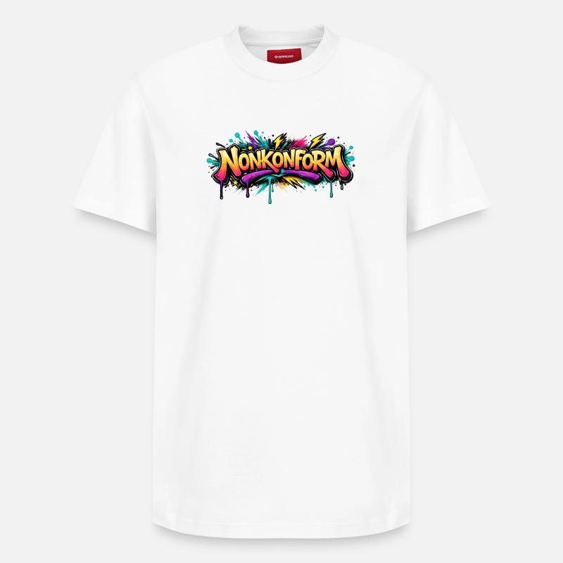 Nonkonform Graffiti  - Relaxed Unisex Supima Cotton T-Shirt – von SPREAD - Weiß