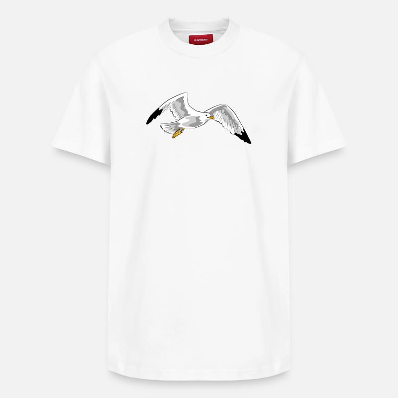 mouette - T-shirt unisexe décontracté en coton Supima – de SPREAD - blanc