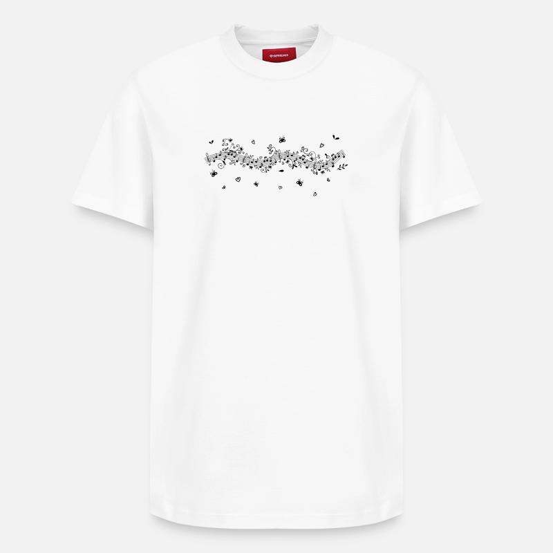 Notes de musique - T-shirt unisexe décontracté en coton Supima – de SPREAD - blanc