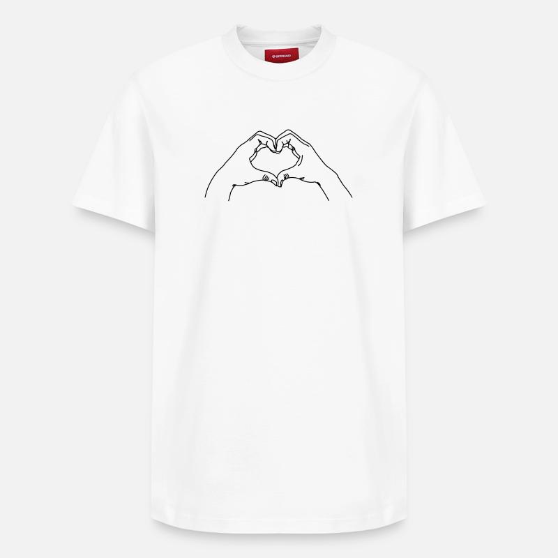 Geste de la main AMOUR - T-shirt unisexe décontracté en coton Supima – de SPREAD - blanc