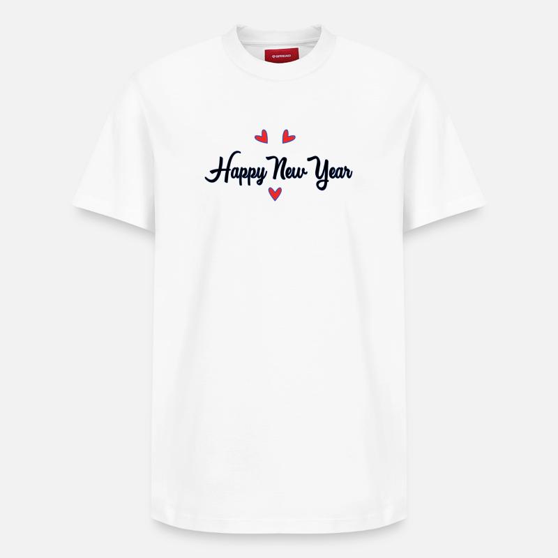 HAPPY NEW YEAR - T-shirt unisexe décontracté en coton Supima – de SPREAD - blanc