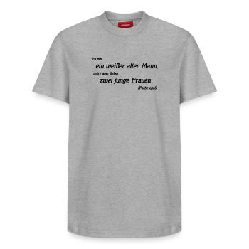 Vieil homme blanc - T-shirt unisexe décontracté en coton Supima – de SPREAD - blanc - Devant - AI Model Female 172 dark (172cm) & AI Model Male 185 dark (185cm)