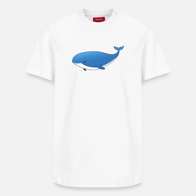 Dessin animé de la Baleine Bleue - T-shirt unisexe décontracté en coton Supima – de SPREAD - blanc