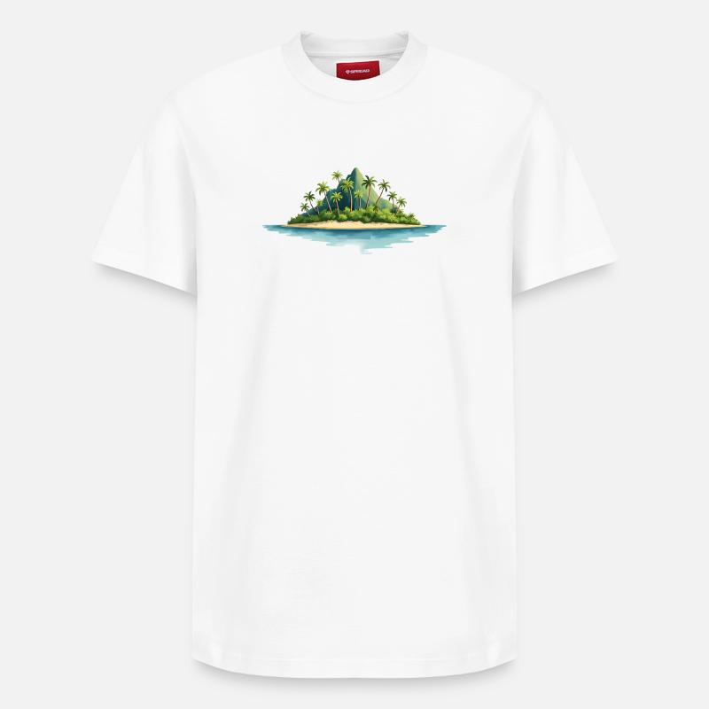 Île tropicale - T-shirt unisexe décontracté en coton Supima – de SPREAD - blanc