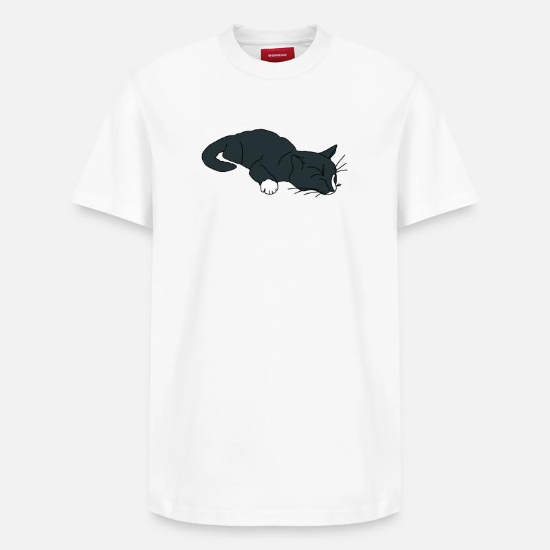 Chat endormi - T-shirt unisexe décontracté en coton Supima – de SPREAD - blanc