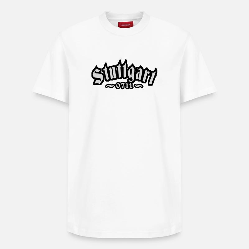 Stuttgart Old 0711 - T-shirt unisexe décontracté en coton Supima – de SPREAD - blanc