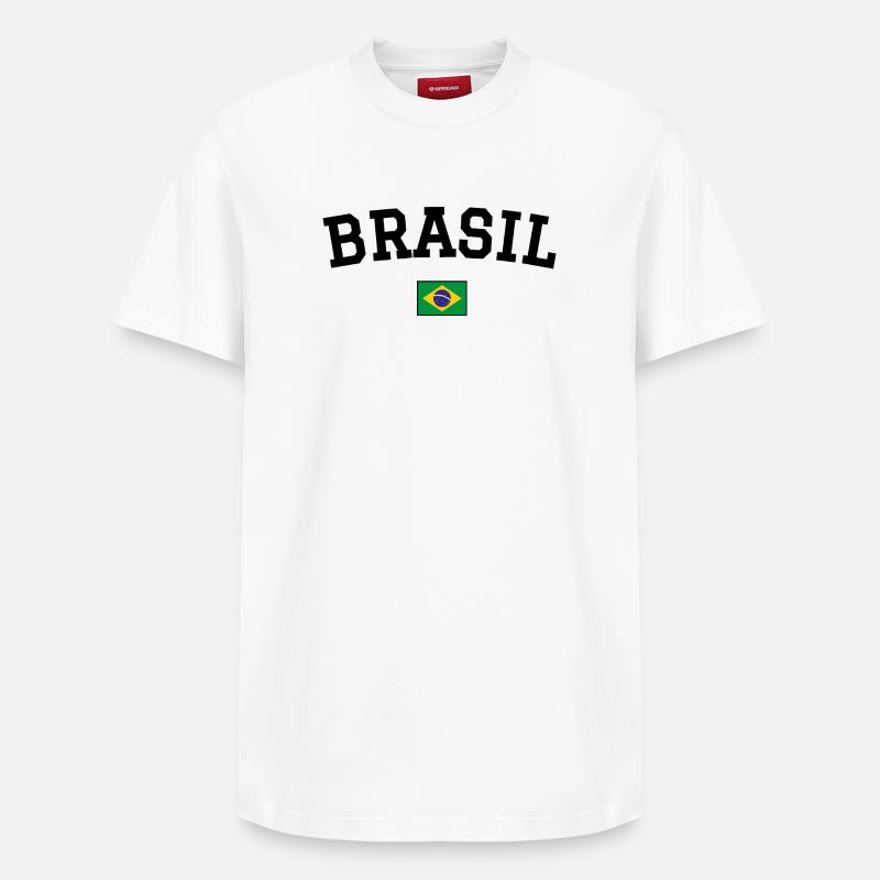 Drapeau du Brésil Noir - T-shirt unisexe décontracté en coton Supima – de SPREAD - blanc