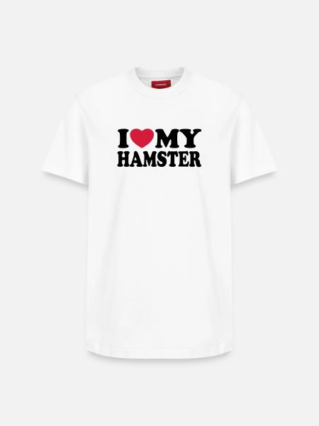 I love my hamster - Relaxed Unisex Supima Cotton T-Shirt – by SPREAD - white