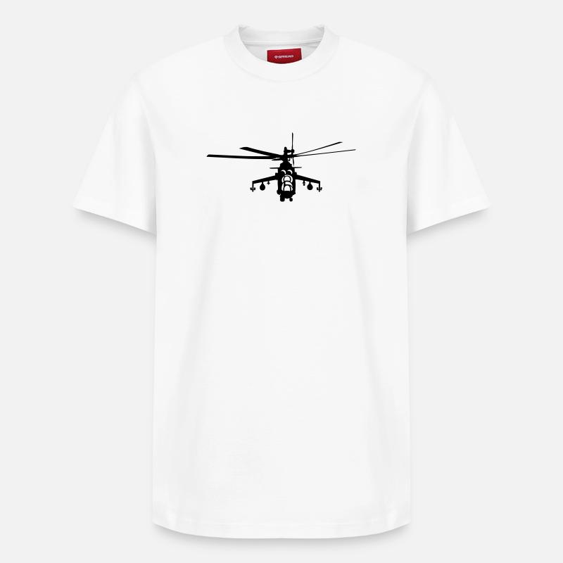 Hubschrauber Mi-24 - Relaxed Unisex Supima Cotton T-Shirt – von SPREAD - Weiß