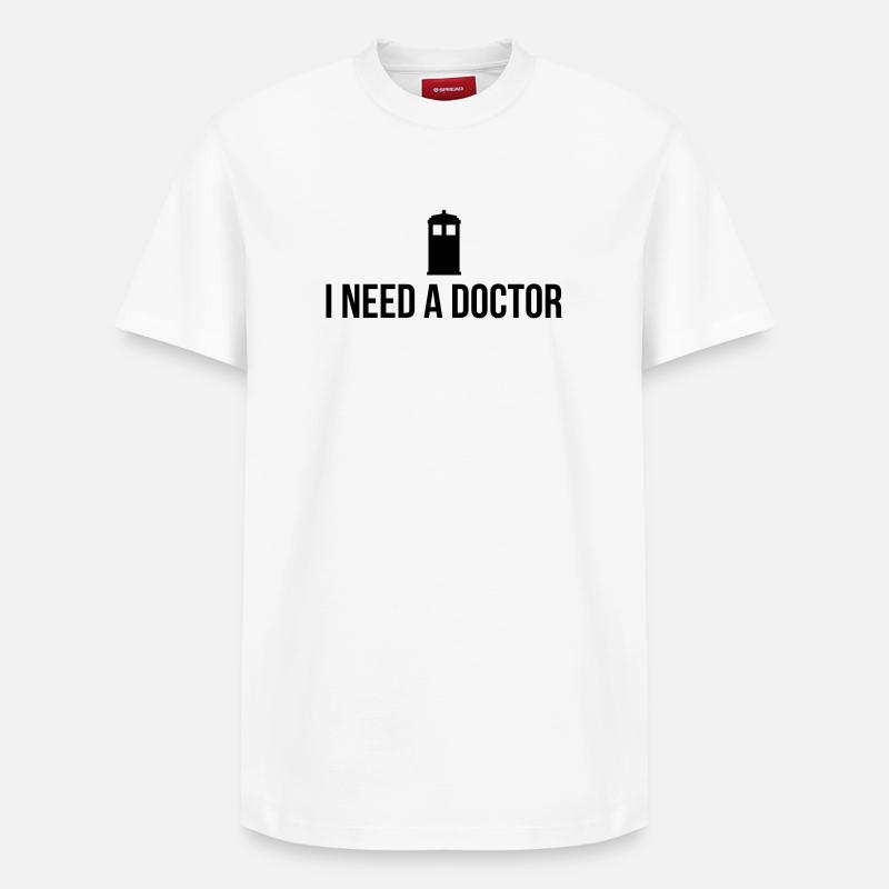 I need a Doctor - Relaxed Unisex Supima Cotton T-Shirt – von SPREAD - Weiß