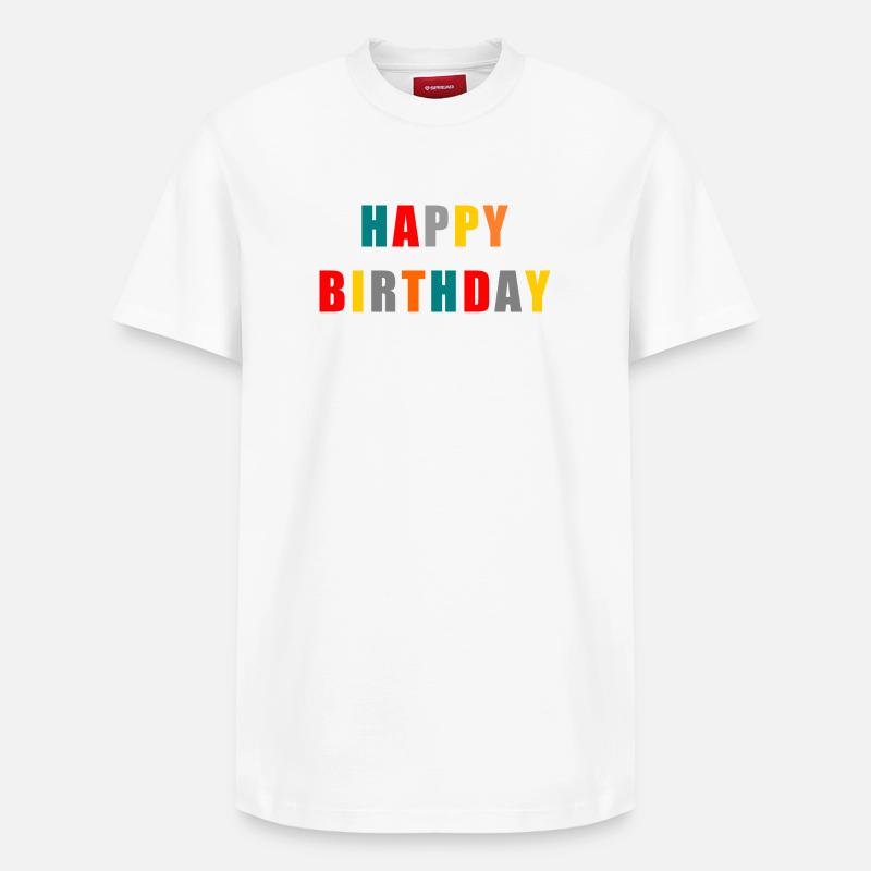 Happy Birthday. Joyeux anniversaire - T-shirt unisexe décontracté en coton Supima – de SPREAD - blanc