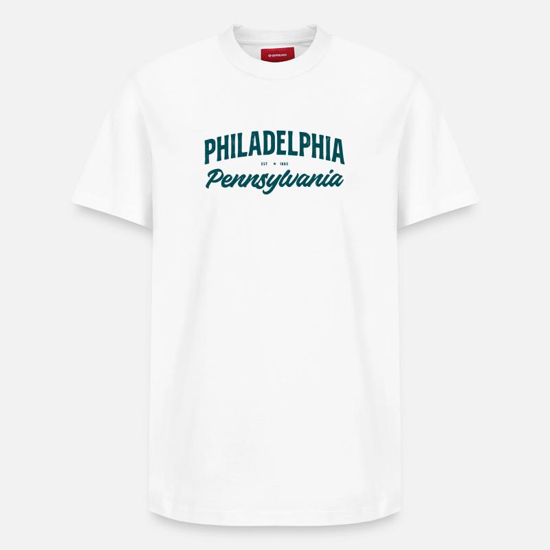 Philadelphia Script Pennsylvanie - T-shirt unisexe décontracté en coton Supima – de SPREAD - blanc