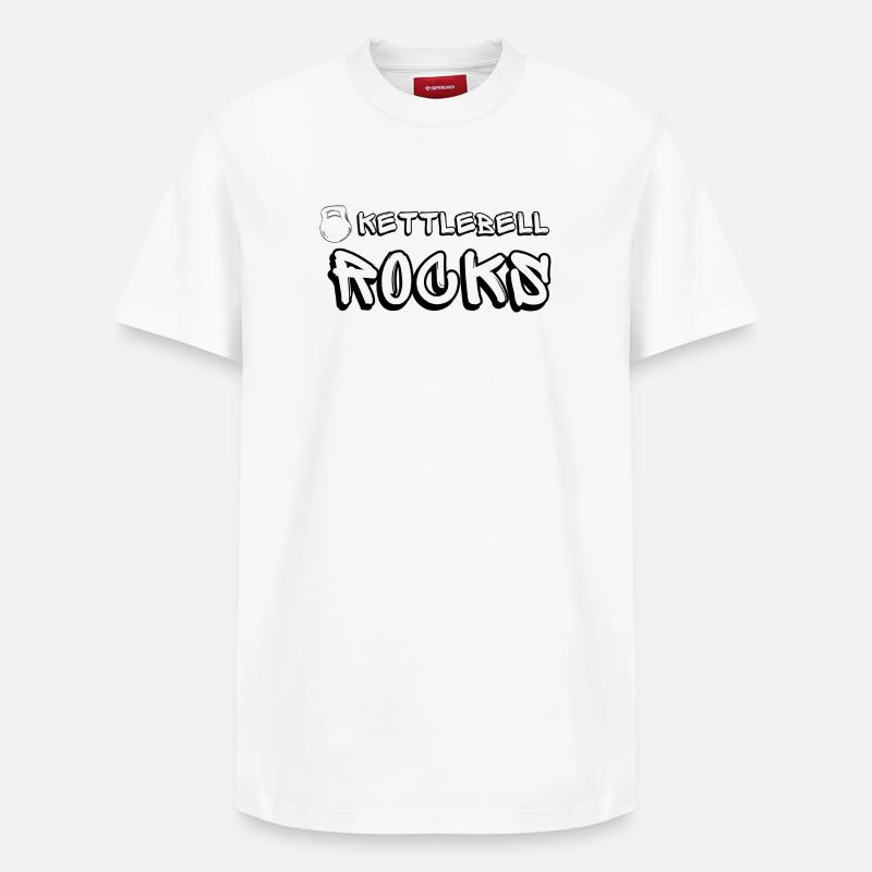 Kettlebell ROCKS Shirts schwarz - Relaxed Unisex Supima Cotton T-Shirt – von SPREAD - Weiß