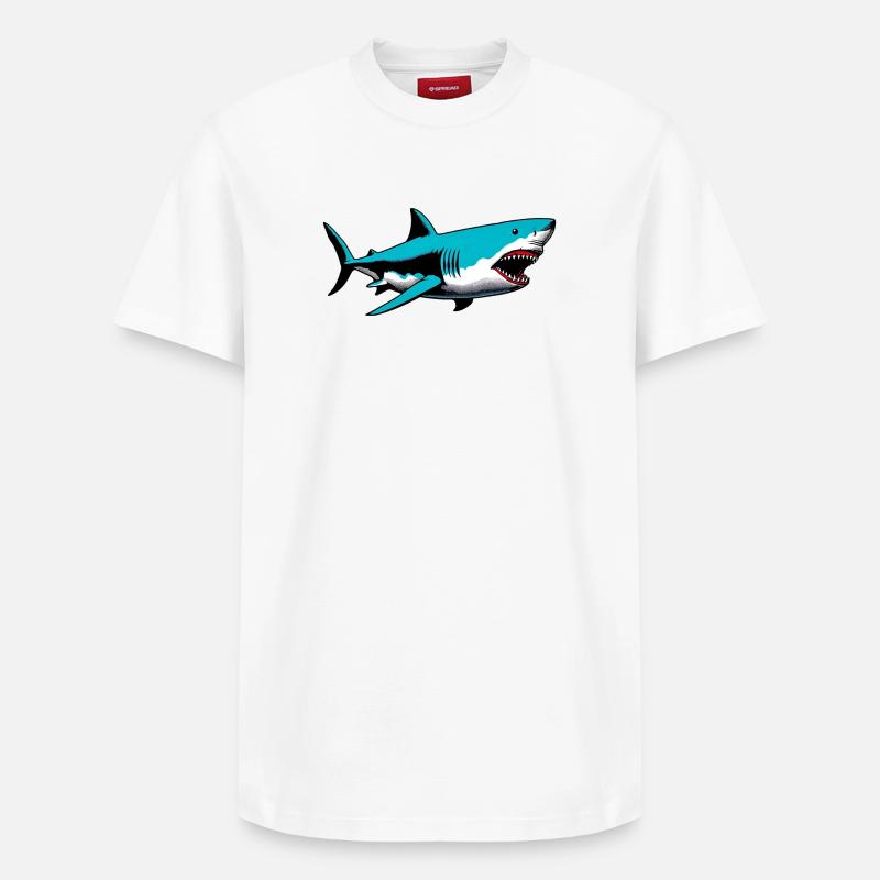 Requin - T-shirt unisexe décontracté en coton Supima – de SPREAD - blanc