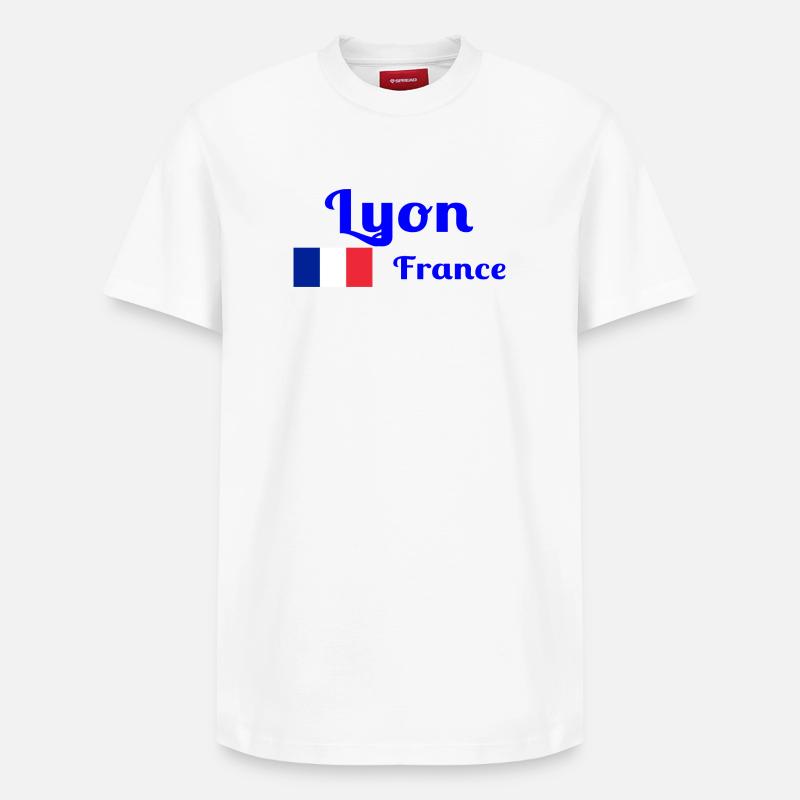 Lyon France- Imprimés stylés - T-shirt unisexe décontracté en coton Supima – de SPREAD - blanc