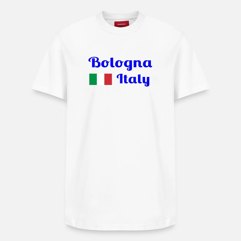 Bologne, Italie - Imprimés élégants - T-shirt unisexe décontracté en coton Supima – de SPREAD - blanc