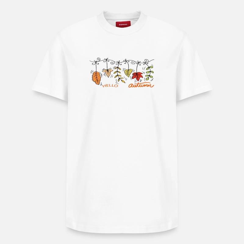 Hello Autumn Herbstliche Blätter - Relaxed Unisex Supima Cotton T-Shirt – von SPREAD - Weiß