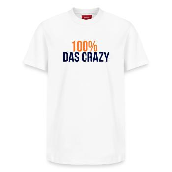 Collection GIUDAN Youth Word 25 - 100 % la folie - T-shirt unisexe décontracté en coton Supima – de SPREAD - blanc - Devant - AI Model Female 172 dark (172cm) & AI Model Male 185 dark (185cm)