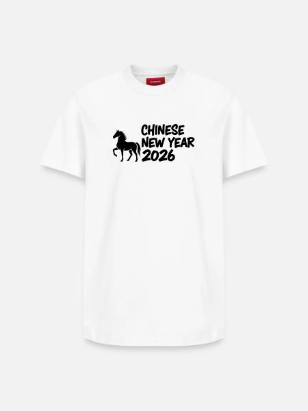 Année du Cheval Lettrage - T-shirt unisexe décontracté en coton Supima – de SPREAD - blanc
