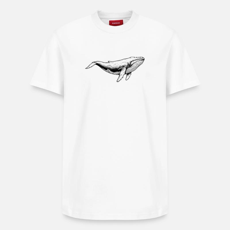 Blauwal - Relaxed Unisex Supima Cotton T-Shirt – von SPREAD - Weiß
