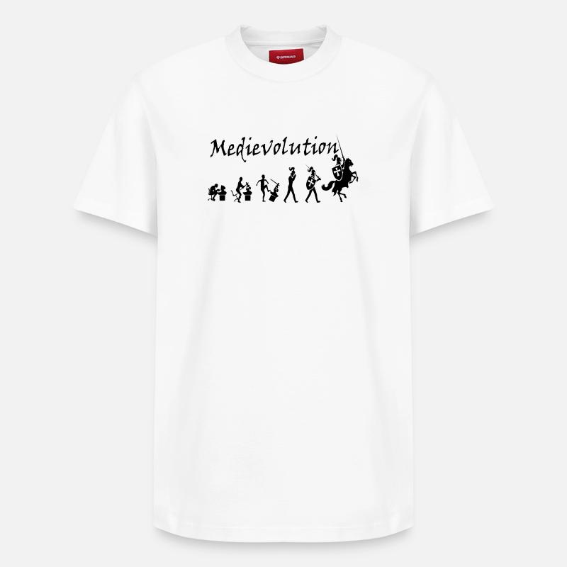 Medievolution – L’évolution médiévale - T-shirt unisexe décontracté en coton Supima – de SPREAD - blanc