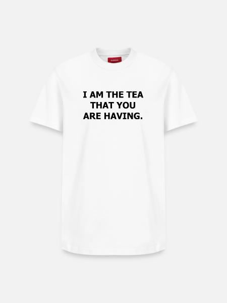 Ik ben de thee die je drinkt. - T-shirt unisex met relaxed fit van Supima-katoen – van SPREAD - wit