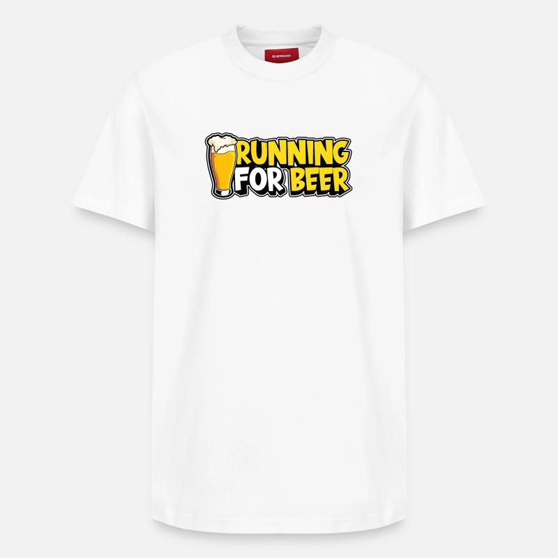 Courir pour la bière - T-shirt unisexe décontracté en coton Supima – de SPREAD - blanc