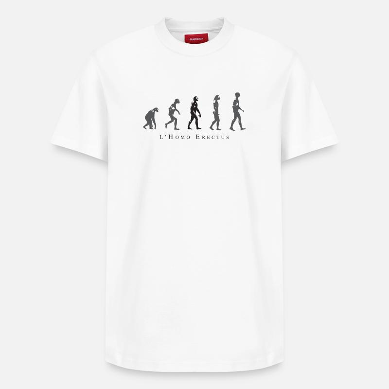 Évolution de la Position Humaine - T-shirt unisexe décontracté en coton Supima – de SPREAD - blanc