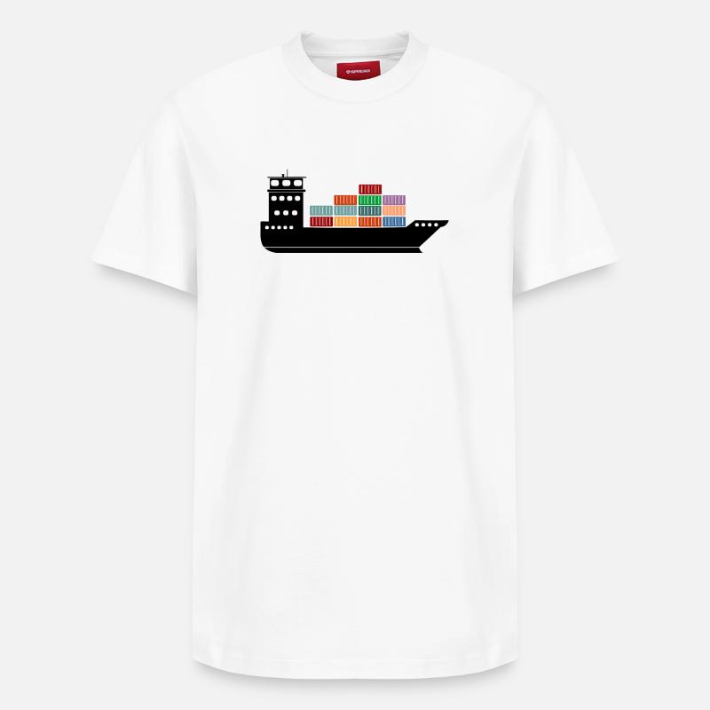 Seecontainerschiff oder Boot mit Containern - Relaxed Unisex Supima Cotton T-Shirt – von SPREAD - Weiß