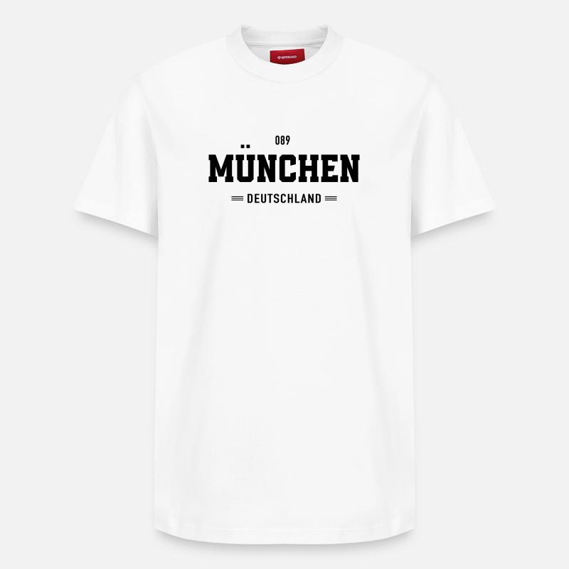 089 Muenchen Deutschland - Relaxed Unisex Supima Cotton T-Shirt – von SPREAD - Weiß