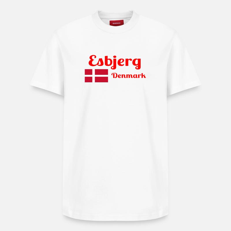 Esbjerg, Danemark - Imprimés élégants - T-shirt unisexe décontracté en coton Supima – de SPREAD - blanc