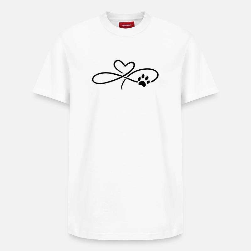 Infinity Herz mit Pfote Hund Katze - Relaxed Unisex Supima Cotton T-Shirt – von SPREAD - Weiß