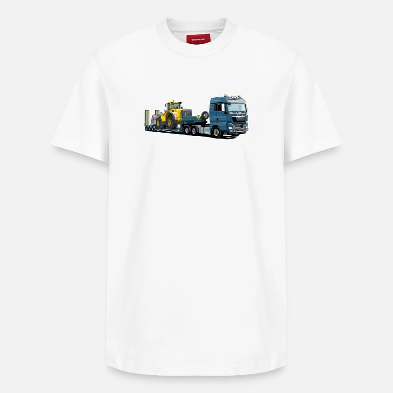 Tieflader mit Bagger - Relaxed Unisex Supima Cotton T-Shirt – von SPREAD - Weiß