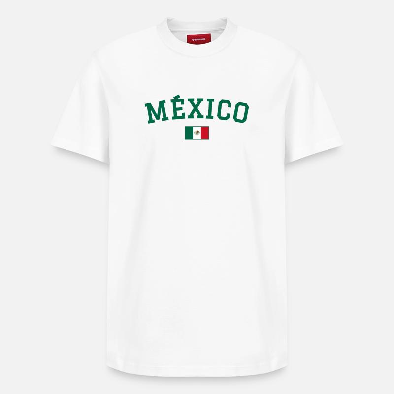 Drapeau du Drapeau du Mexique Vert - T-shirt unisexe décontracté en coton Supima – de SPREAD - blanc
