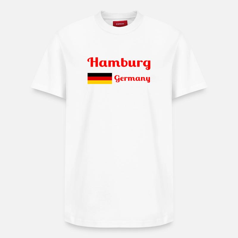 Hambourg, Allemagne - Imprimés élégants - T-shirt unisexe décontracté en coton Supima – de SPREAD - blanc