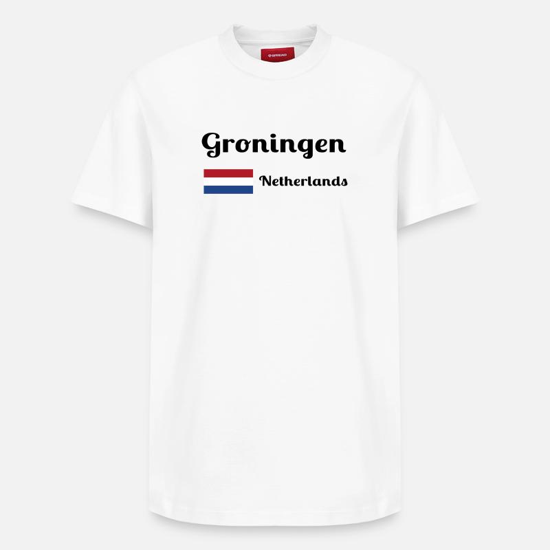 Groningue, Pays-Bas - Imprimés élégants - T-shirt unisexe décontracté en coton Supima – de SPREAD - blanc