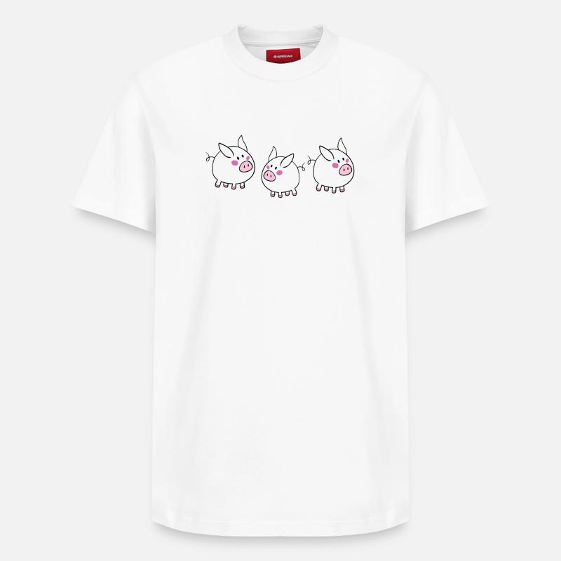 Cochon chanceux - T-shirt unisexe décontracté en coton Supima – de SPREAD - blanc