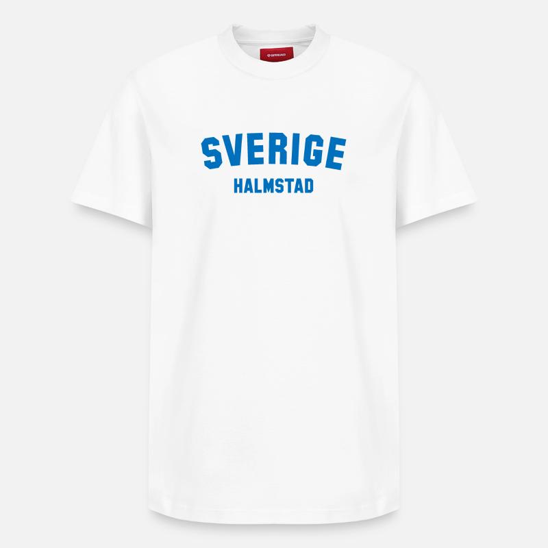 HALMSTAD Suède Schweden - T-shirt unisexe décontracté en coton Supima – de SPREAD - blanc